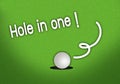 Putted Golfball Dropping Hole in One Shot Royalty Free Stock Photo