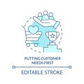 Putting customer needs first turquoise concept icon