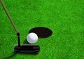 Putting Golf Ball Close to Hole With Copy Space Royalty Free Stock Photo