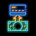 Putting Money Cash On Card neon glow icon illustration