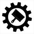 Putty knife flat icon in gear, build and repair, spatula sign vector graphics. Simple illustration of wide spatula vector icon Royalty Free Stock Photo