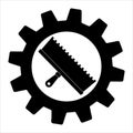 Putty knife flat icon in gear, build and repair, spatula sign vector graphics. Simple illustration of wide spatula vector icon Royalty Free Stock Photo