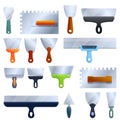 Putty knife icons set, cartoon style Royalty Free Stock Photo