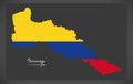 Putumayo map of Colombia with Colombian national flag illustration