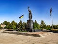 Statue of Saint Prince John of Putivl on the town square in Putyvl (Sumy region)