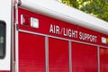 fire truck with air light support sign Royalty Free Stock Photo