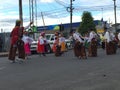 Puyo, Ecuador, 4-11-2019: a dancing group of indigenous people from the sierra showing their traditional dance Royalty Free Stock Photo