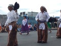 Puyo, Ecuador, 4-11-2019: a dancing group of indigenous people from the sierra showing their traditional dance Royalty Free Stock Photo