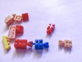 Puzzel plastic colorful. construction blocks or brick toy. Children concept of education, development and growth.