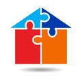 Puzzle home logo Royalty Free Stock Photo