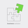 Puzzle as reflection of conceptual vision of combining solutions for business.Use as emblem icon sticker symbol banner