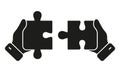 Puzzle Assemble, Game Solution Glyph Pictogram. Collaboration, Teamwork, Solving Problem Together Solid Symbol. Human