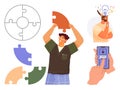 Problem Solving Concept with Puzzle Pieces, Innovation, and Digital Unlocking Solution Royalty Free Stock Photo