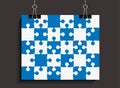 Puzzle jigsaw background made white blue pieces Royalty Free Stock Photo