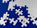 Puzzle on blue background 3D illustration strategy problem