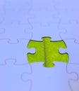 Puzzle board with the green leaf Royalty Free Stock Photo