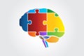 Puzzle brain mental health autism logo icon Royalty Free Stock Photo