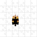 Puzzle with burning piece