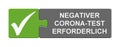 Puzzle Button green grey: Negative corona-test required german Royalty Free Stock Photo