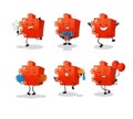 Puzzle celebration set character. cartoon mascot vector Royalty Free Stock Photo