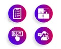 Puzzle, Checklist and Buying icons set. People sign. Engineering strategy, Data list, E-commerce shopping. Vector Royalty Free Stock Photo