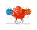 Puzzle cheerleader cartoon. cartoon mascot vector Royalty Free Stock Photo