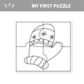 Puzzle for children. Mitten in cartoon style. My first puzzle. Royalty Free Stock Photo