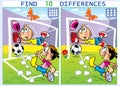 Puzzle children play football find differences