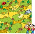 Puzzle with children who are hiking
