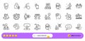 Puzzle, Cogwheel and Engineering line icons for web app. Pictogram icon. Line icons. Vector