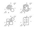 Puzzle, Cogwheel settings and Prescription drugs icons set. Interview sign. Vector