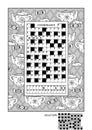 Puzzle and coloring activity page for adults