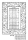 Puzzle and coloring activity page for adults