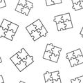 Puzzle compatible icon seamless pattern background. Jigsaw agreement vector illustration on white isolated background. Cooperation