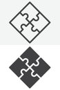 Puzzle connection line and solid vector icon set Royalty Free Stock Photo