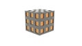 Puzzle cube Construction Success business concept fake 3d game 3d