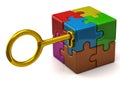 Puzzle cube and key