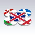 Puzzle 3D from Great Britain flags on gray background. United Kingdom Flags Puzzle isometry.