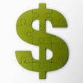 Puzzle dollar with clipping path Royalty Free Stock Photo