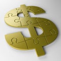 Puzzle dollar with clipping path Royalty Free Stock Photo