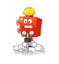 Puzzle drill the ground cartoon character vector