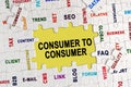 Puzzle with economic captions, in the center the inscription -CONSUMER TO CONSUMER