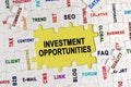 Puzzle with economic captions, in the center the inscription - INVESTMENT OPPORTUNITIES
