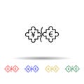 Puzzle euro and yen multi color icon. Simple thin line, outline vector of trade wars icons for ui and ux, website or mobile Royalty Free Stock Photo