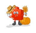 Puzzle farmer mascot. cartoon vector