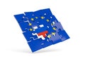 Puzzle flag of european union and flag of Russia