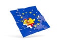 Puzzle flag of european union and flag of Spain