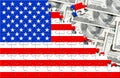 Puzzle with flag USA and dollars Royalty Free Stock Photo