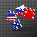 Puzzle, flag, USA, EU, China, Russia opposition 3D, Royalty Free Stock Photo