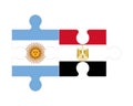 Puzzle of flags of Argentina and Egypt, vector